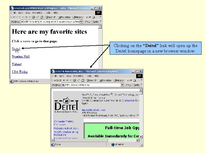 Clicking on the “Deitel” link will open up the Deitel homepage in a new
