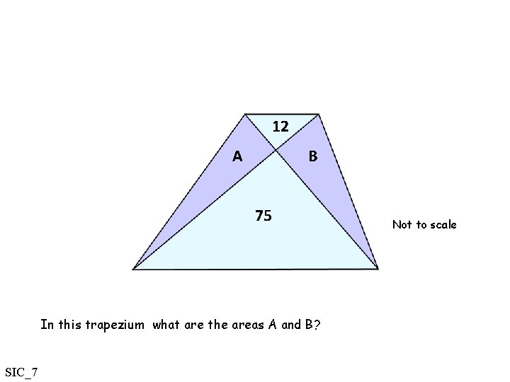 12 A B 75 In this trapezium what are the areas A and B?