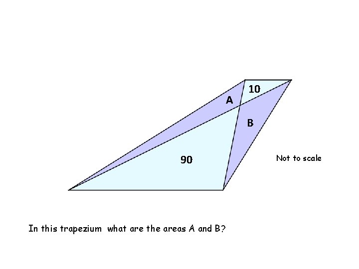 A 10 B 90 In this trapezium what are the areas A and B?