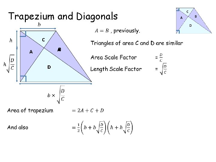 Trapezium and Diagonals C AB A D C B A D 