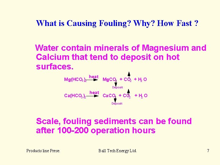 What is Causing Fouling? Why? How Fast ? Water contain minerals of Magnesium and
