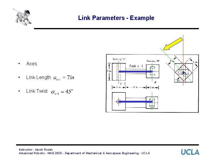Link Parameters - Example • Axes • Link Length • Link Twist Instructor: Jacob