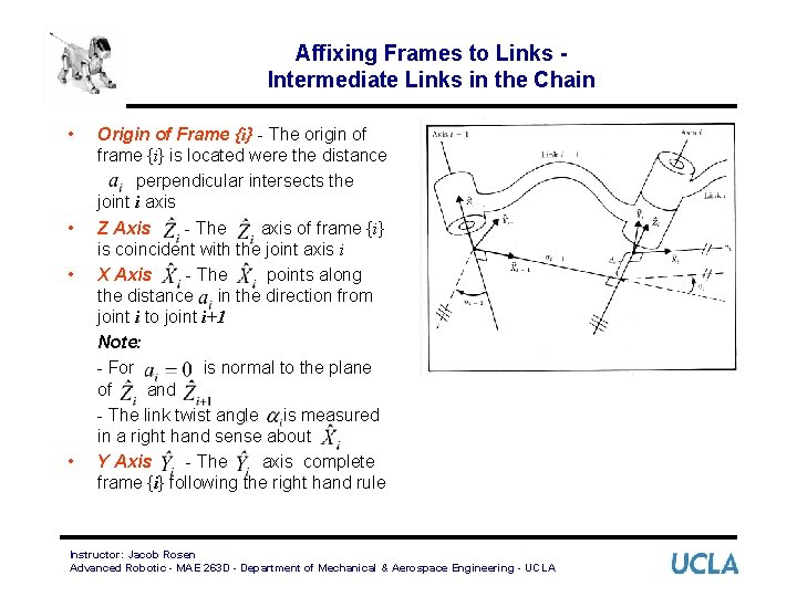 Affixing Frames to Links Intermediate Links in the Chain • • Origin of Frame