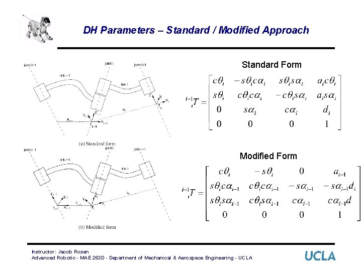 DH Parameters – Standard / Modified Approach Standard Form Modified Form Instructor: Jacob Rosen