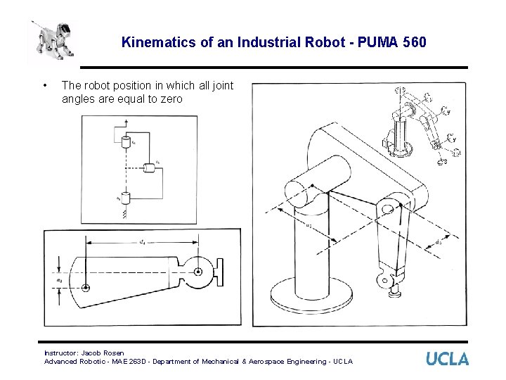 Kinematics of an Industrial Robot - PUMA 560 • The robot position in which