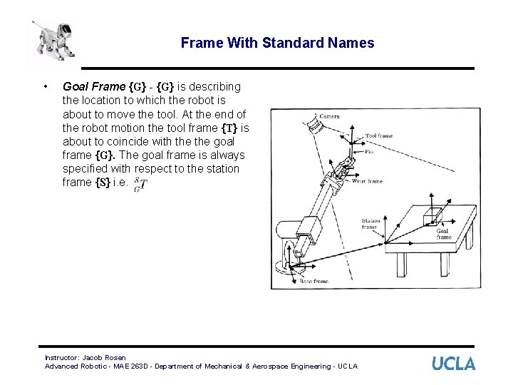 Frame With Standard Names • Goal Frame {G} - {G} is describing the location