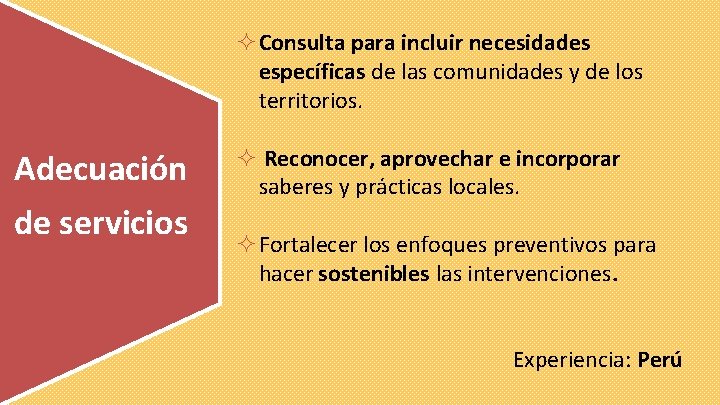 ²Consulta para incluir necesidades específicas de las comunidades y de los territorios. Adecuación de