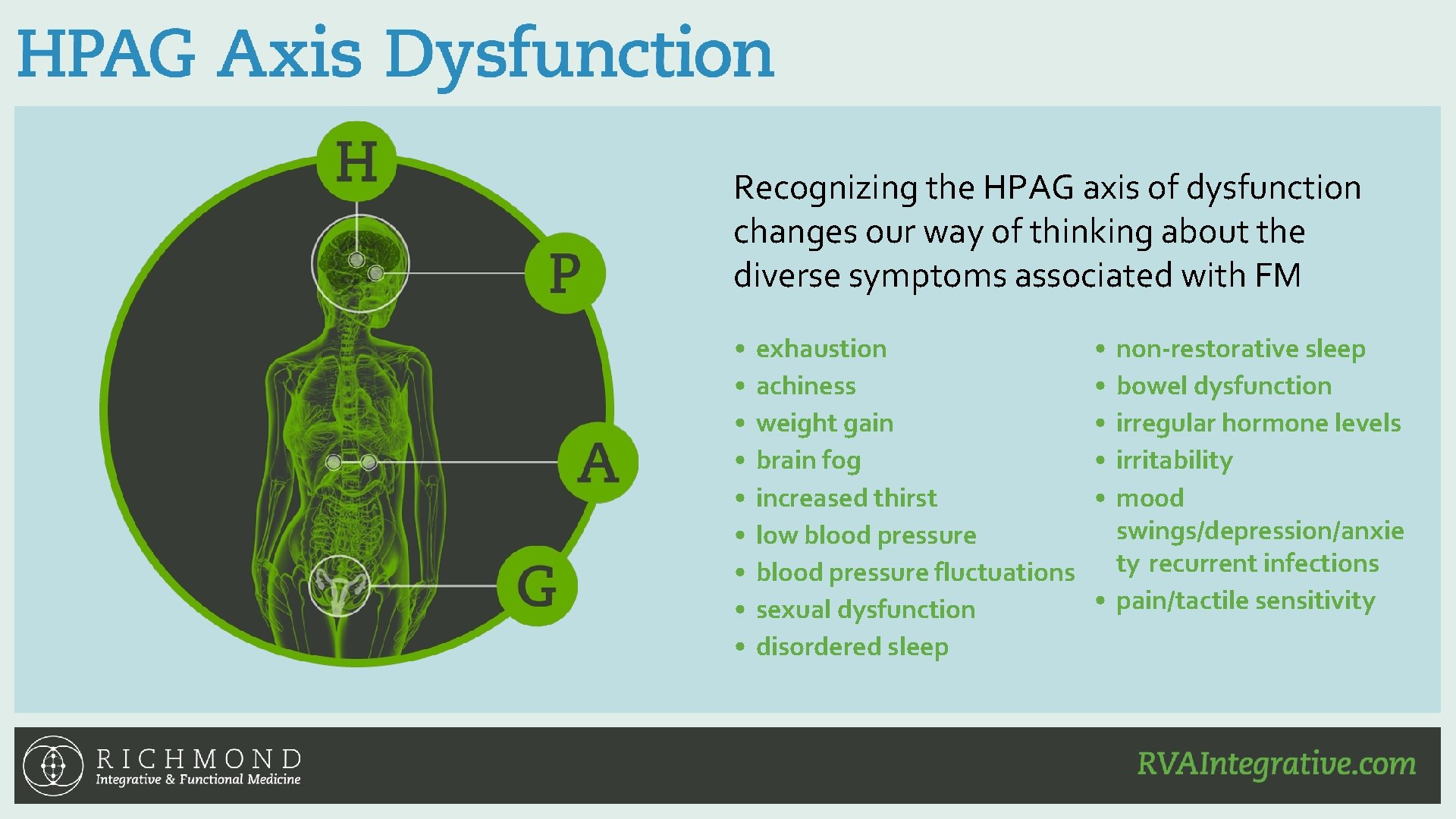 Recognizing the HPAG axis of dysfunction changes our way of thinking about the diverse