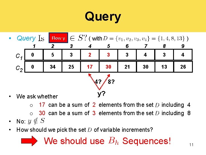Query • Query c 1 c 2 Flow y ( with ) 1 2