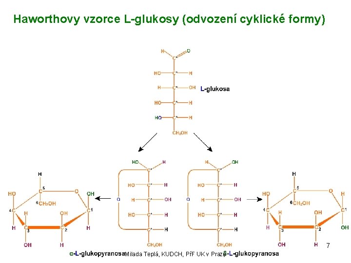 Haworthovy vzorce L-glukosy (odvození cyklické formy) 7 Milada Teplá, KUDCH, PřF UK v Praze