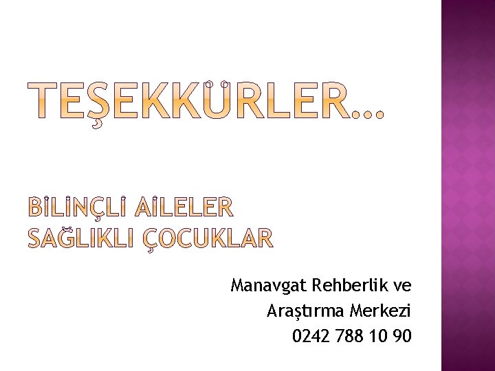 Manavgat Rehberlik ve Araştırma Merkezi 0242 788 10 90 