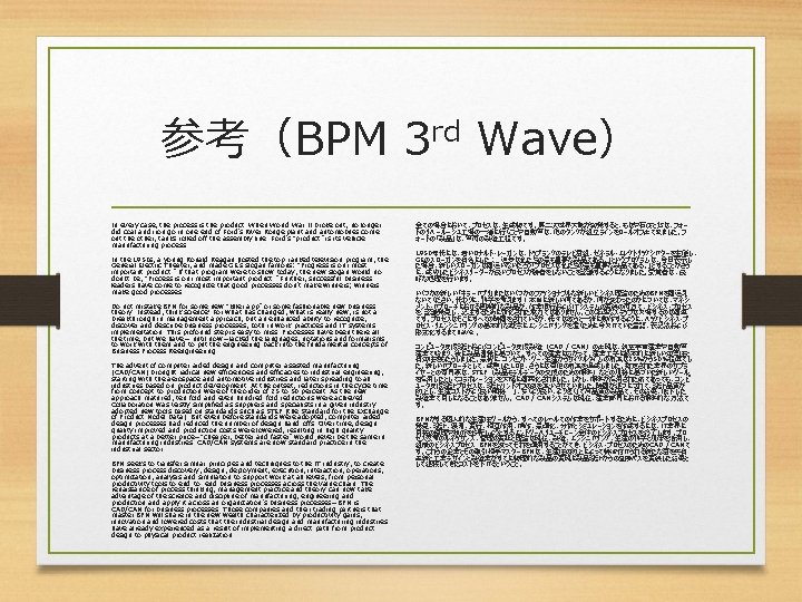 参考（BPM 3 rd Wave） In every case, the process is the product. When World