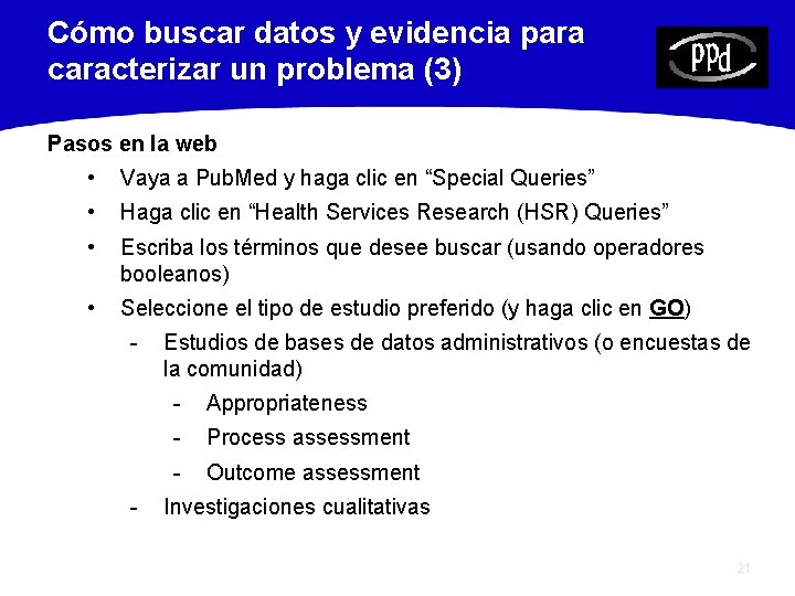 Cómo buscar datos y evidencia para caracterizar un problema (3) Pasos en la web