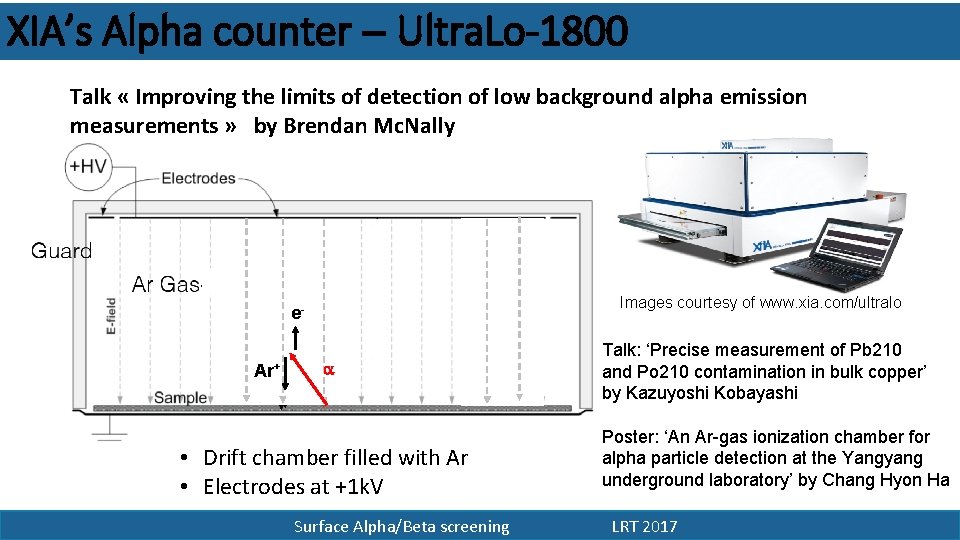 XIA’s Alpha counter – Ultra. Lo-1800 Talk « Improving the limits of detection of