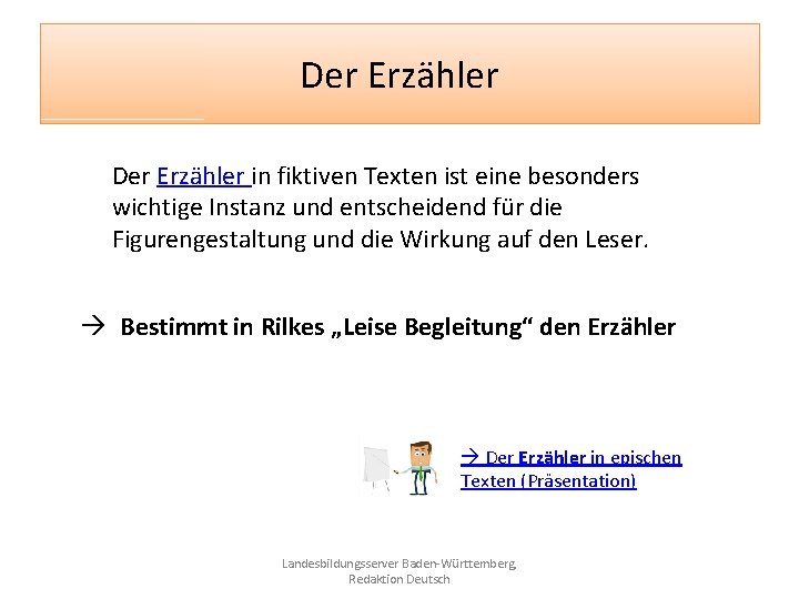 Der Erzähler in fiktiven Texten ist eine besonders wichtige Instanz und entscheidend für die