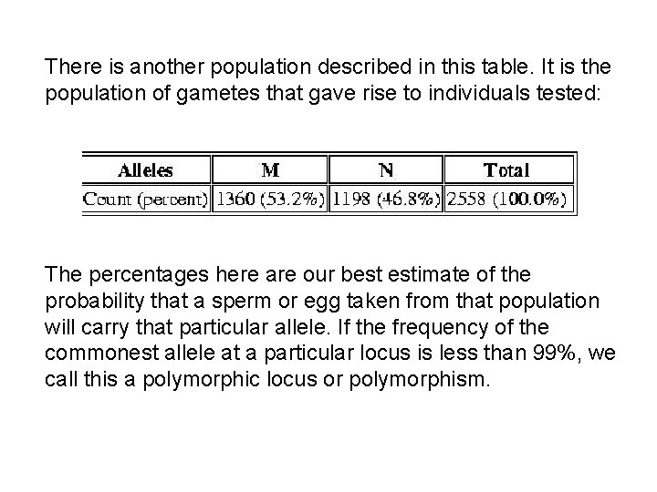 There is another population described in this table. It is the population of gametes