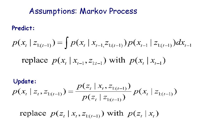 Assumptions: Markov Process Predict: Update: 
