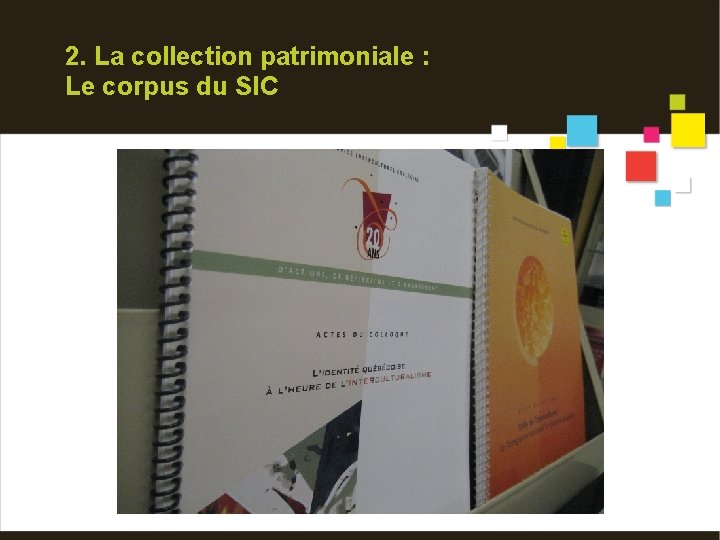 2. La collection patrimoniale : Le corpus du SIC 