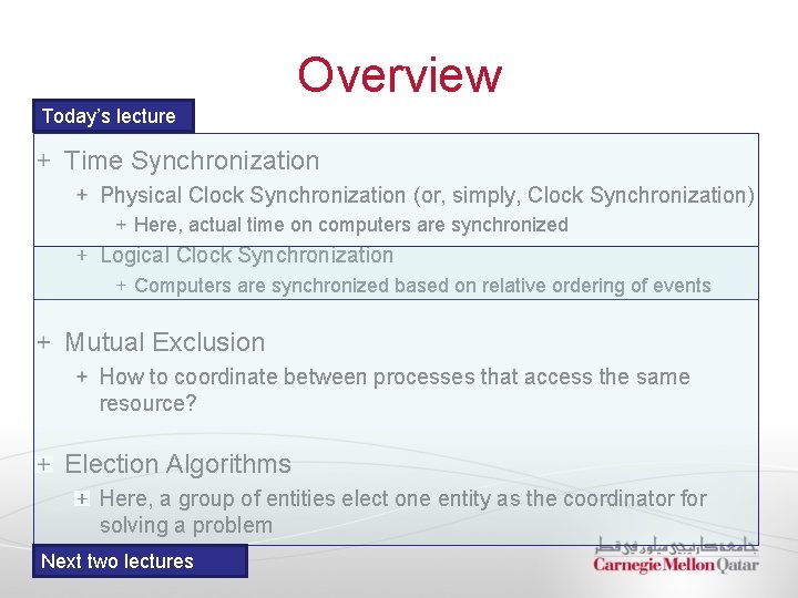 Distributed Systems CS 15 440 Synchronization Part I