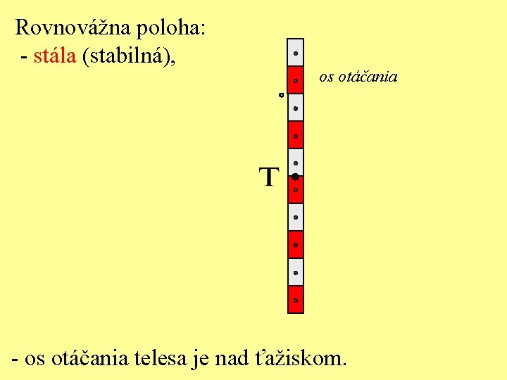 Rovnovážna poloha: - stála (stabilná), os otáčania - os otáčania telesa je nad ťažiskom.