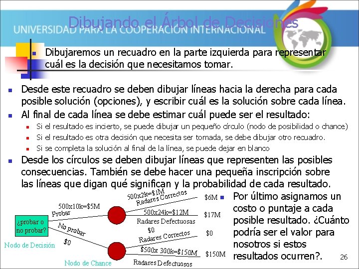 Dibujando el Árbol de Decisiones n n n Dibujaremos un recuadro en la parte
