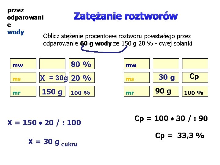 przez odparowani e wody Oblicz stężenie procentowe roztworu powstałego przez odparowanie 60 g wody