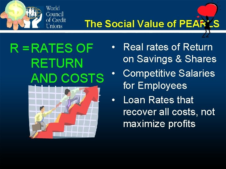 The Social Value of PEARLS R =RATES OF • RETURN • AND COSTS Real