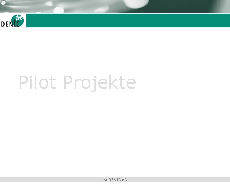 Pilot Projekte © DENIC e. G 