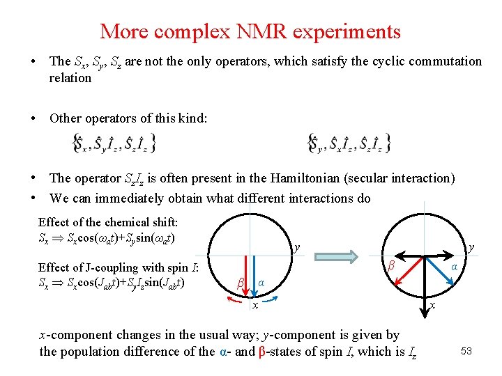 More complex NMR experiments • The Sx, Sy, Sz are not the only operators,