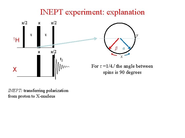 INEPT experiment: explanation π/2 π τ 1 H π/2 τ π y β π/2