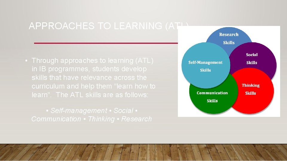 APPROACHES TO LEARNING (ATL) • Through approaches to learning (ATL) in IB programmes, students APPROACHES TO LEARNING (ATL) • Through approaches to learning (ATL) in IB programmes, students