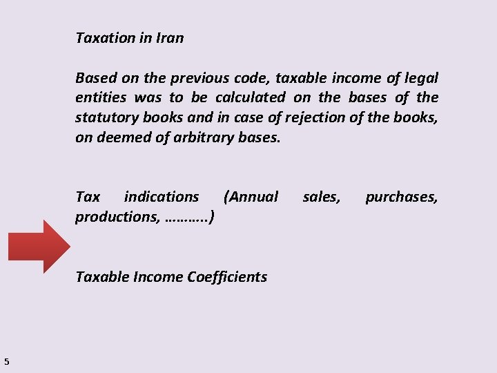 Taxation in Iran Based on the previous code, taxable income of legal entities was