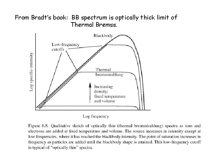 From Bradt’s book: BB spectrum is optically thick limit of Thermal Bremss. 