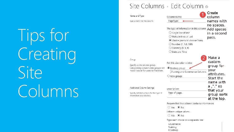 Tips for Creating Site Columns 