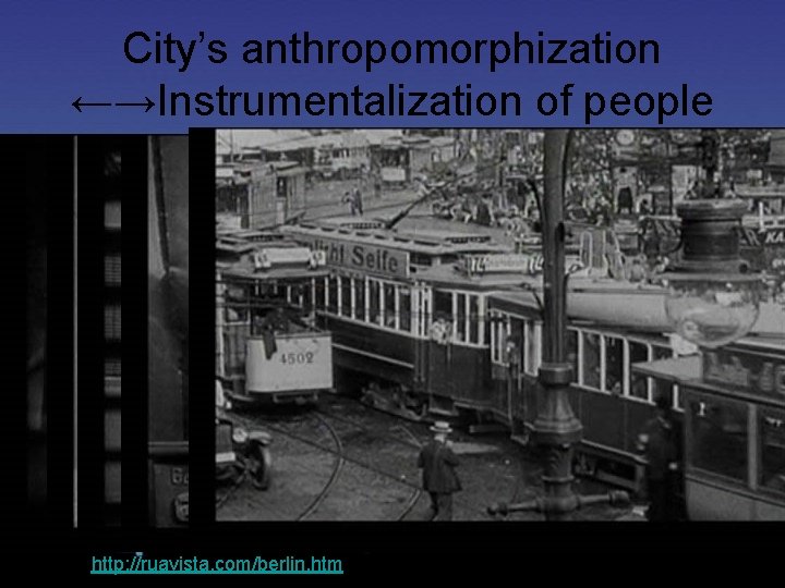 City’s anthropomorphization ←→Instrumentalization of people http: //ruavista. com/berlin. htm 