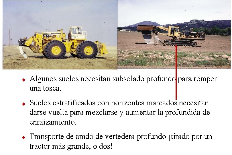 u u u Algunos suelos necesitan subsolado profundo para romper una tosca. Suelos estratificados u u u Algunos suelos necesitan subsolado profundo para romper una tosca. Suelos estratificados