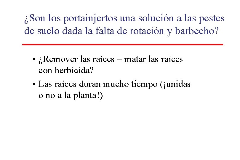 ¿Son los portainjertos una solución a las pestes de suelo dada la falta de ¿Son los portainjertos una solución a las pestes de suelo dada la falta de