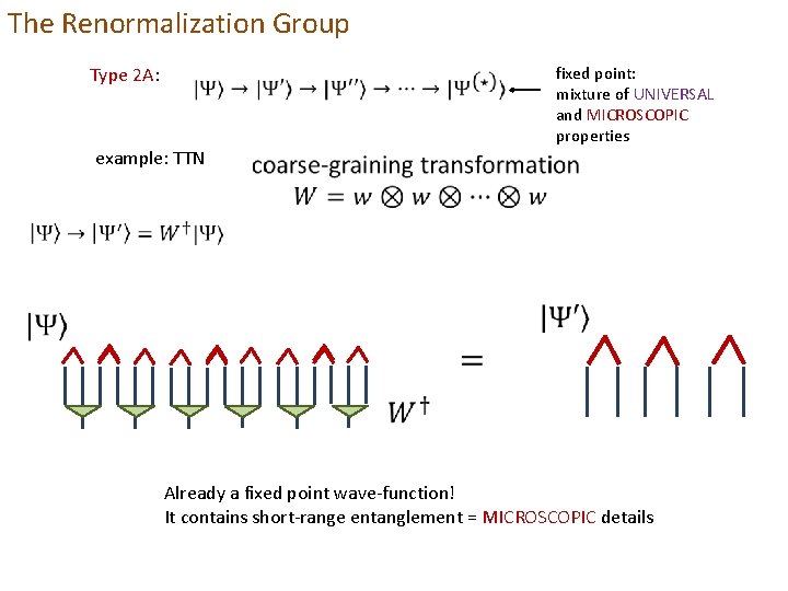 The Renormalization Group Type 2 A: fixed point: mixture of UNIVERSAL and MICROSCOPIC properties