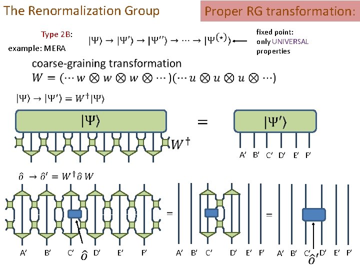 The Renormalization Group Type 2 B: Proper RG transformation: fixed point: only UNIVERSAL properties