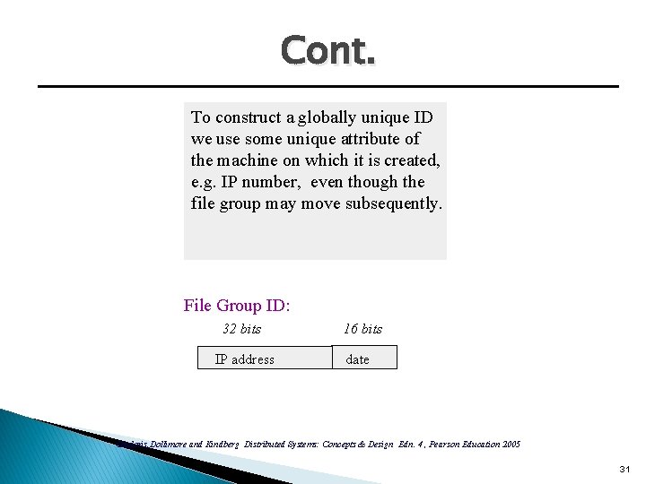 Cont. To construct a globally unique ID we use some unique attribute of the Cont. To construct a globally unique ID we use some unique attribute of the