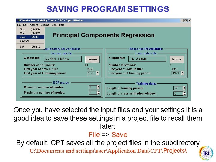 SAVING PROGRAM SETTINGS Once you have selected the input files and your settings it