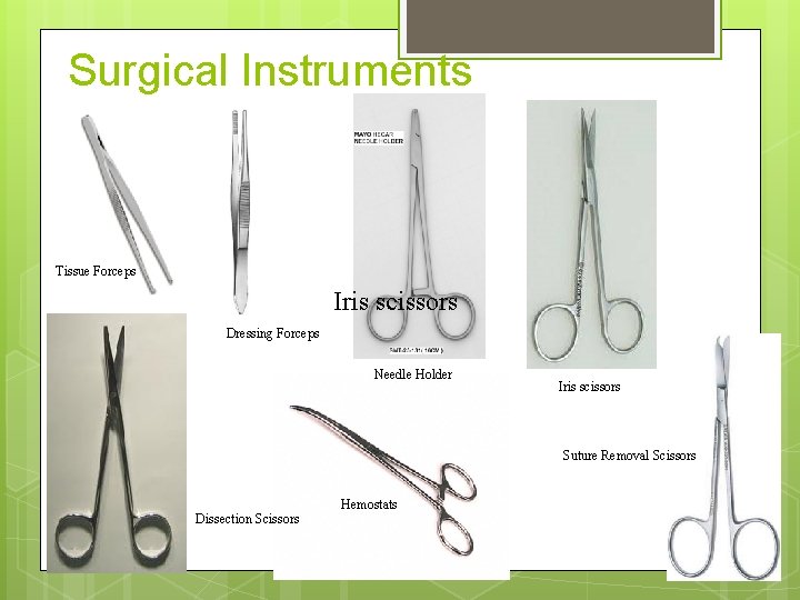 Surgical Instruments Tissue Forceps Iris scissors Dressing Forceps Needle Holder Iris scissors Suture Removal