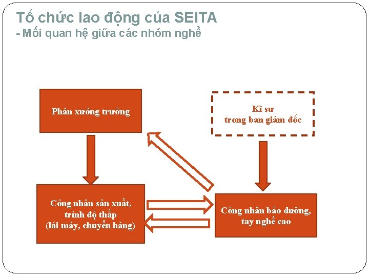 Tổ chức lao động của SEITA - Mối quan hệ giữa các nhóm nghề
