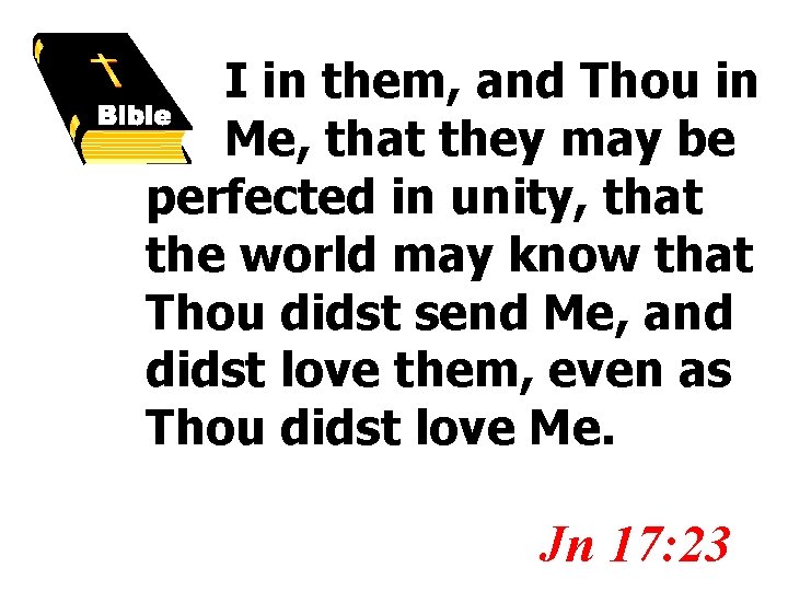 I in them, and Thou in Me, that they may be perfected in unity,