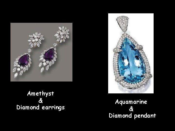 Amethyst & Diamond earrings Aquamarine & Diamond pendant 