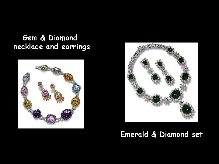 Gem & Diamond necklace and earrings Emerald & Diamond set 