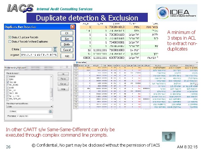 Internal Audit Consulting Services Duplicate detection & Exclusion A minimum of 3 steps in