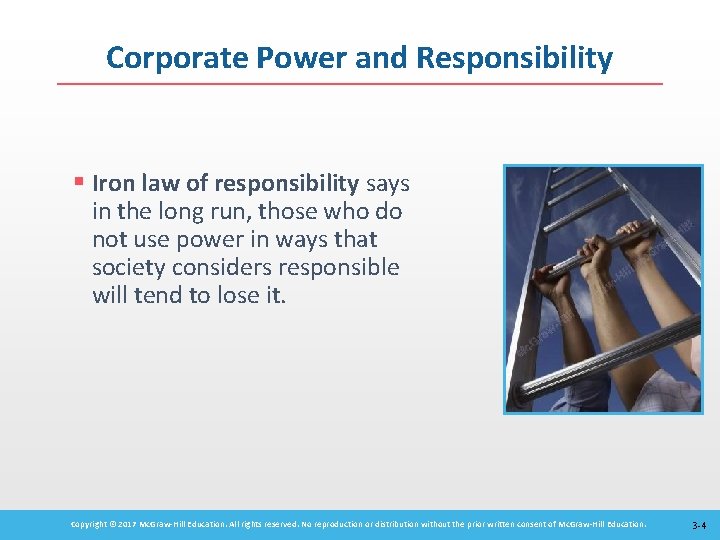 Corporate Power and Responsibility § Iron law of responsibility says in the long run,
