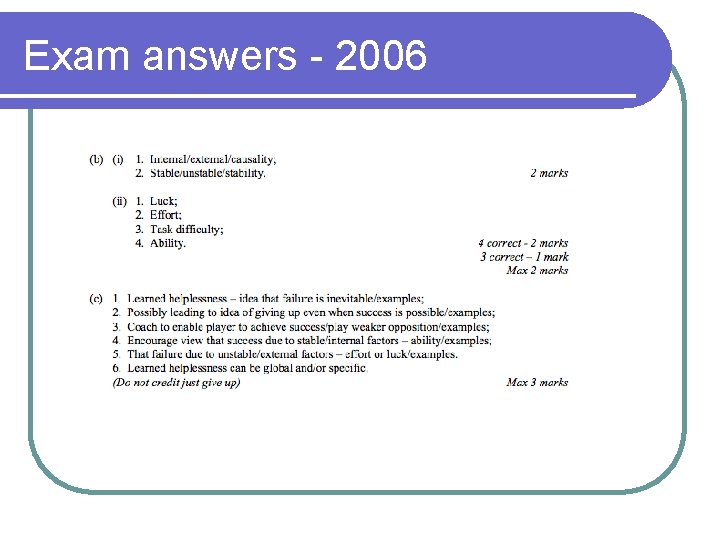 Exam answers - 2006 