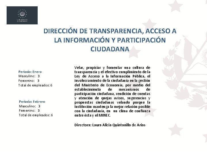 DIRECCIÓN DE TRANSPARENCIA, ACCESO A LA INFORMACIÓN Y PARTICIPACIÓN CIUDADANA Período: Enero Masculino: 3